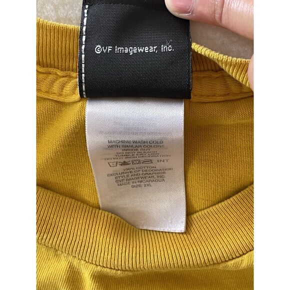 Harley Davidson Yellow Muscle Tank Live Hard Ride Hard Eagle 2XL Has Paint Marks - Picture 5 of 8